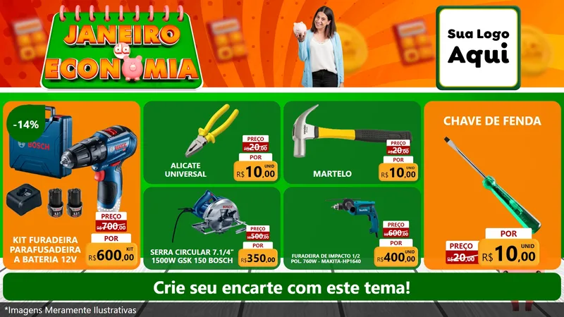 Modelo de TV para TV Horizontal com o tema Janeiro da Economia para Maquinas e Ferramentas