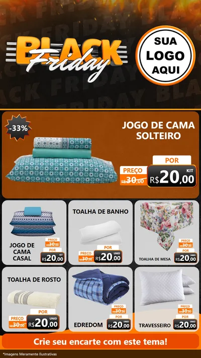 Modelo de Rede Social para Stories com o tema Black Friday para Cama, Mesa e Banho
