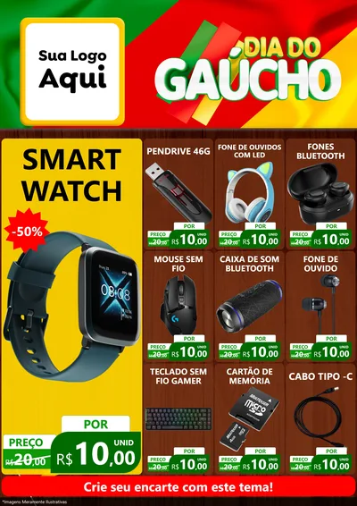 Modelo de Encarte para Encarte A4 Vertical com o tema Dia do Gaúcho para Informática