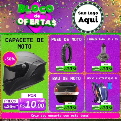 Modelo de Rede Social para Feed Facebook com o tema Bloco de Ofertas para Moto peças