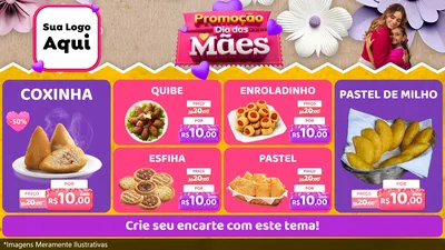 Modelo de TV para TV Horizontal com o tema Promoção Dia das Mães para Salgadaria