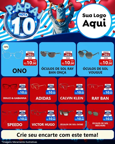 Modelo de Rede Social para Feed Instagram com o tema Papai Nota 10 para Óticas
