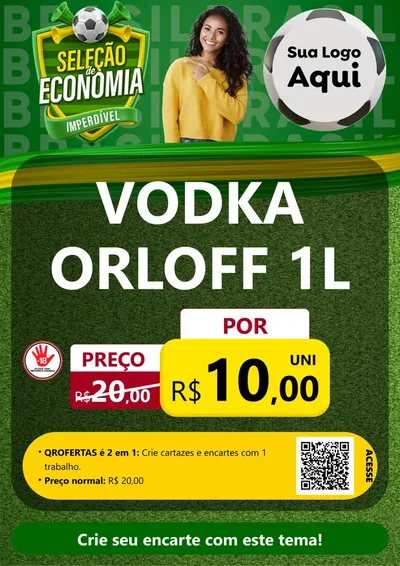 Modelo de Cartaz para Cartaz A4 Vertical com o tema Seleção de Economia - Copa para Distribuidora de bebidas