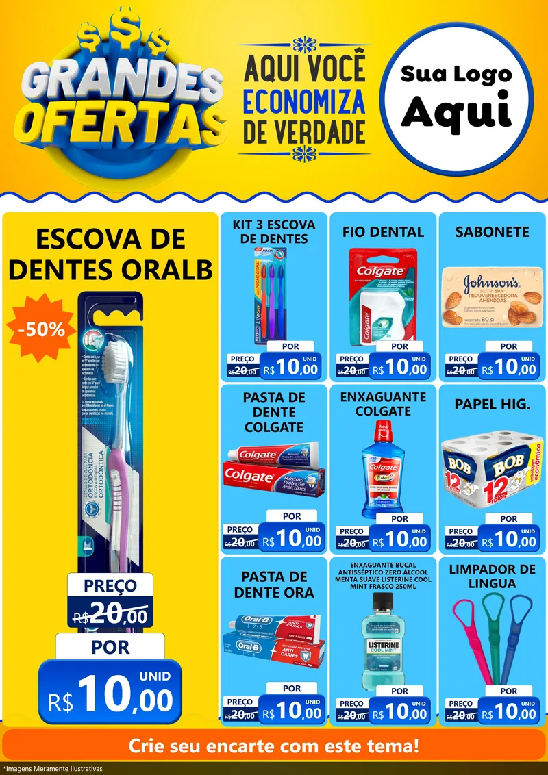 Modelo de Encarte para Encarte A4 Vertical com o tema Grandes Ofertas para Higiene Pessoal