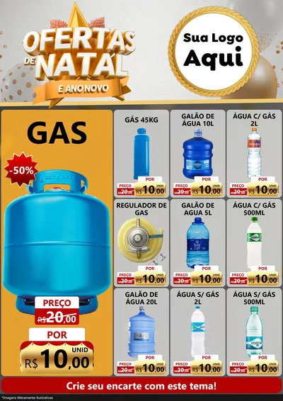 Modelo de Encarte para Encarte A4 Vertical com o tema Ofertas De Natal E Ano Novo para Água e gás