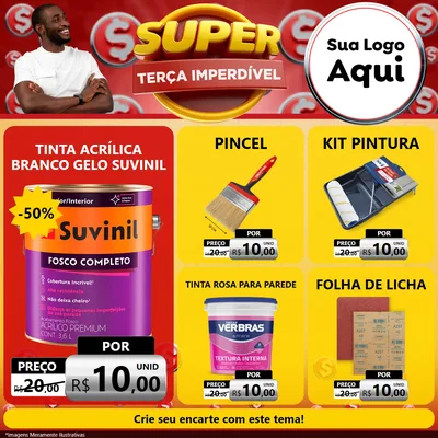 Modelo de Rede Social para Feed Facebook com o tema Super Terça Imperdível para Tintas e Ferramentas