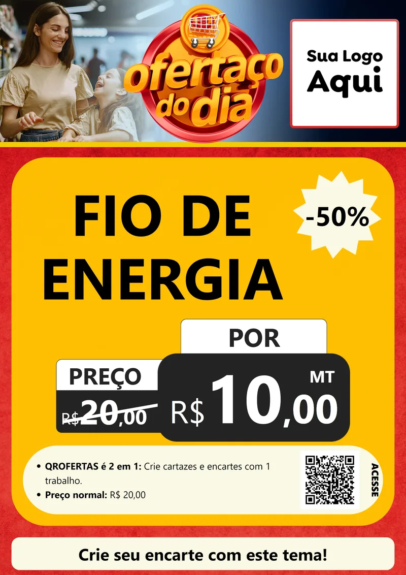 Modelo de Cartaz para Cartaz A4 Vertical com o tema Ofertaço Do Dia para Materiais Elétricos