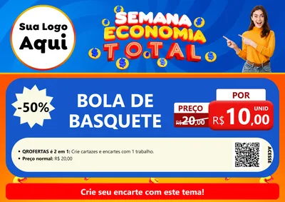 Modelo de Cartaz para Cartaz A4 Horizontal com o tema Semana Economia Total para Artigos Esportivos