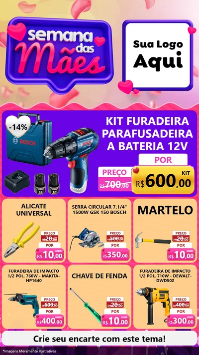 Modelo de Rede Social para Stories com o tema Semana das Mães para Maquinas e Ferramentas