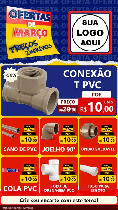 Modelo de Rede Social para Stories com o tema Ofertas de Março - Preços Incríveis para Tubos e conexões