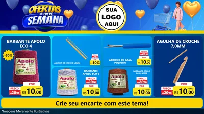 Modelo de TV para TV Horizontal com o tema Ofertas de Fim de Semana para Armarinho e Aviamentos