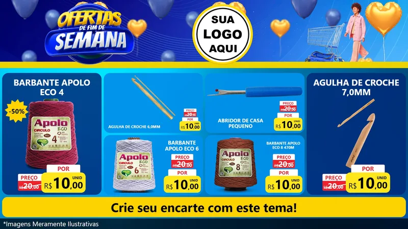 Modelo de TV para TV Horizontal com o tema Ofertas de Fim de Semana para Armarinho e Aviamentos
