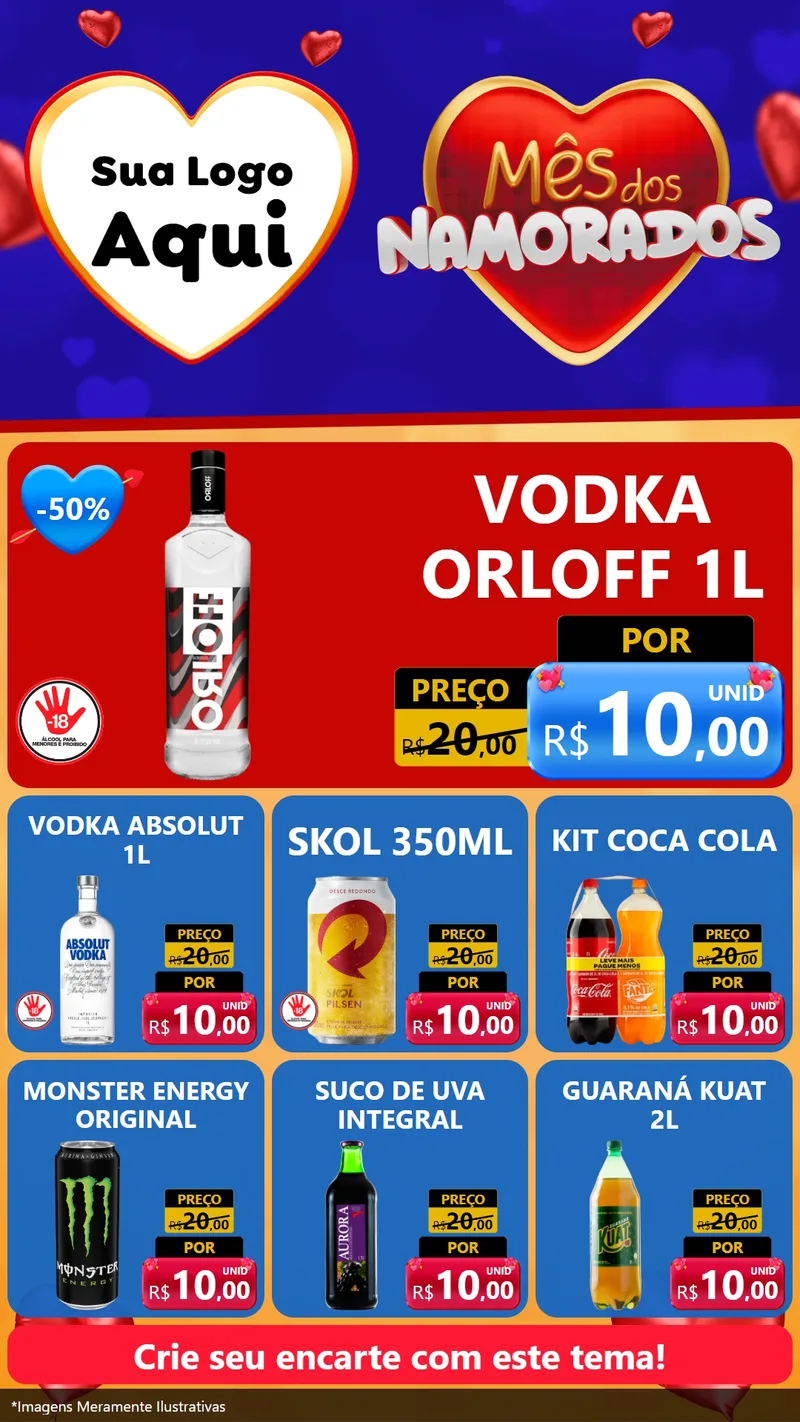 Modelo de Rede Social para Stories com o tema Mês dos Namorados para Distribuidora de bebidas