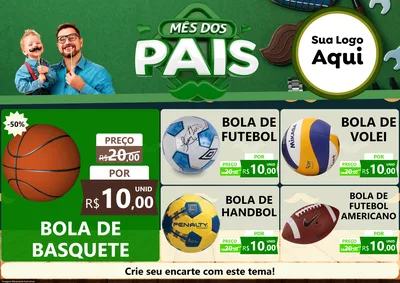 Modelo de Encarte para Encarte A4 Horizontal com o tema Mês dos Pais para Artigos Esportivos