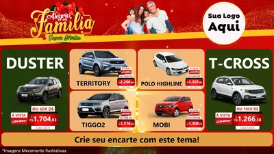 Modelo de TV para TV Horizontal com o tema Alegria em Família Super Ofertas - Natal para Concessionaria de Carros