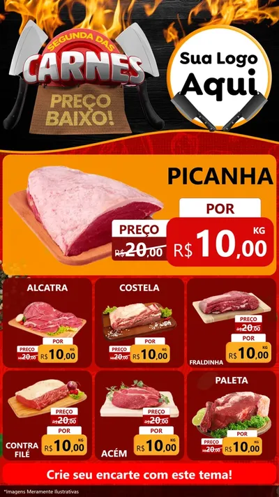 Modelo de Rede Social para Stories com o tema Segunda das Carnes para Açougue