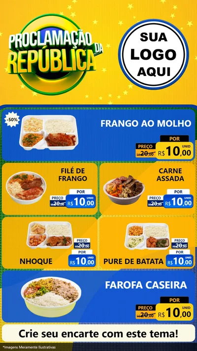 Modelo de TV para TV Vertical com o tema Proclamação da República para Restaurante
