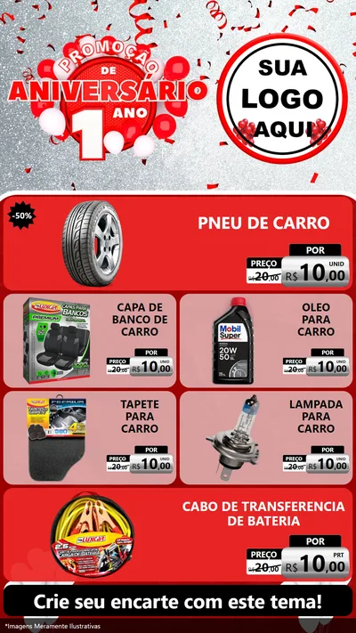 Modelo de TV para TV Vertical com o tema Promoção de Aniversário - 1 Ano para Auto peças