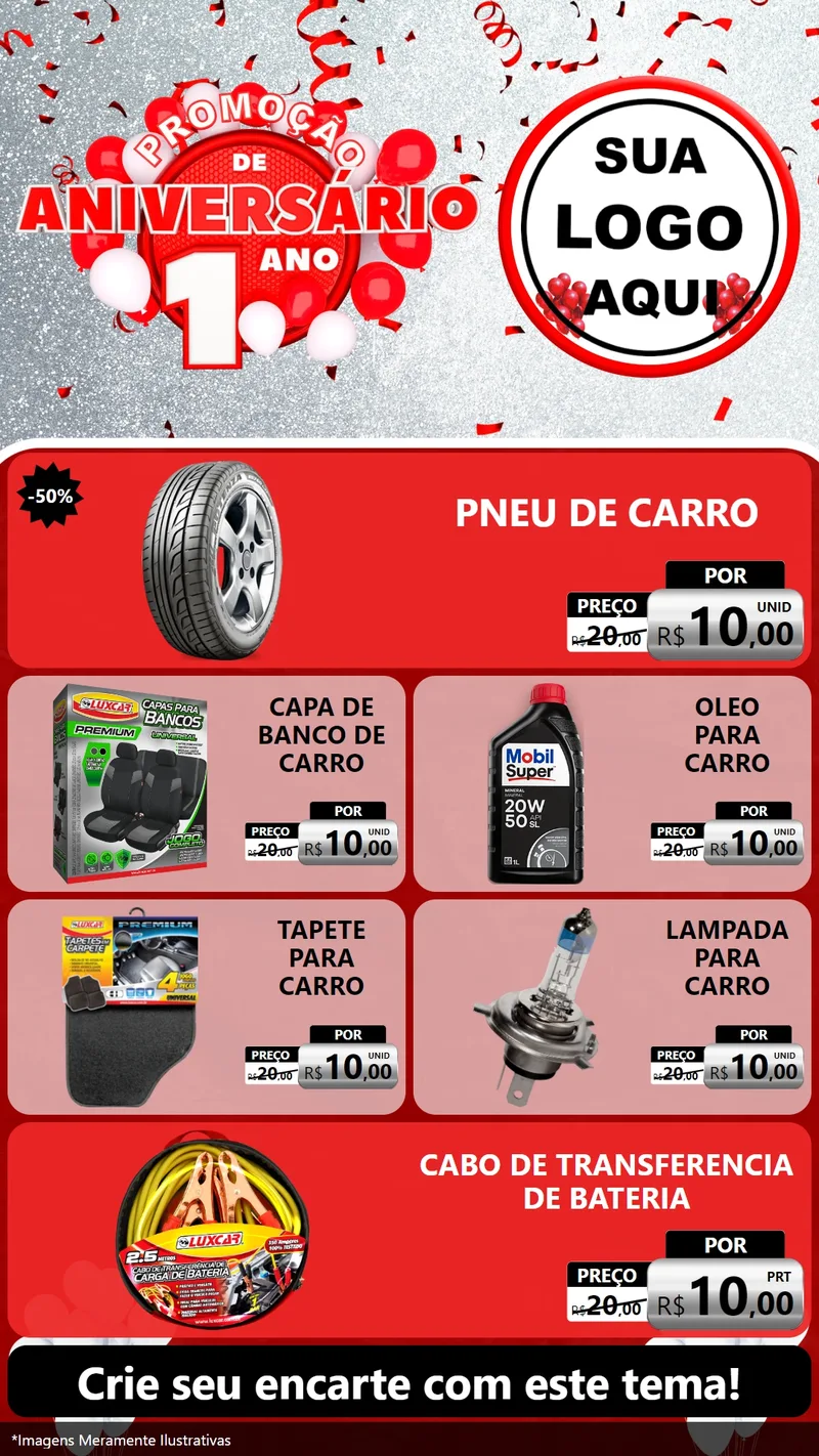 Modelo de TV para TV Vertical com o tema Promoção de Aniversário - 1 Ano para Auto peças