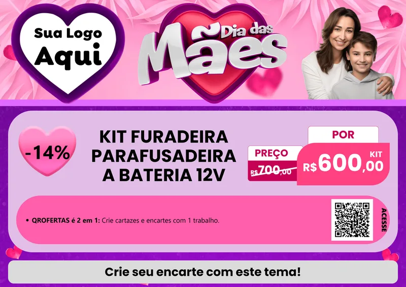 Modelo de Cartaz para Cartaz A4 Horizontal com o tema Dia das Mães para Maquinas e Ferramentas