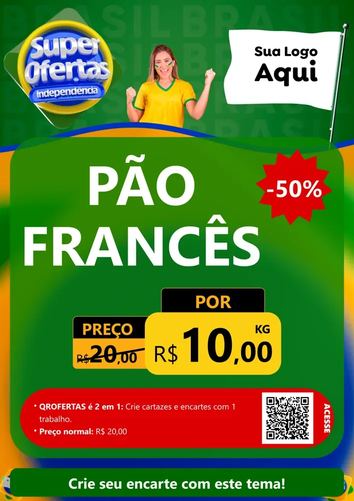 Modelo de Cartaz para Cartaz A4 Vertical com o tema Super Ofertas de Independência para Padaria