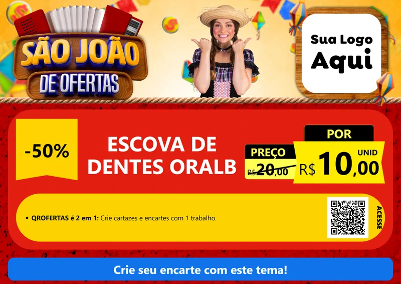 Modelo de Cartaz para Cartaz A4 Horizontal com o tema São João de Ofertas para Higiene Pessoal
