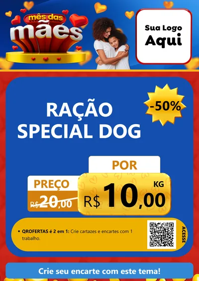 Modelo de Cartaz para Cartaz A4 Vertical com o tema Mês das Mães para Pet Shop