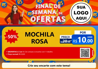 Modelo de Cartaz para Cartaz A4 Horizontal com o tema Final de Semana de Ofertas para Papelaria