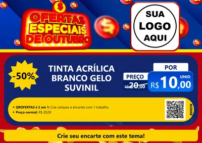 Modelo de Cartaz para Cartaz A4 Horizontal com o tema Ofertas Especiais de Outubro para Tintas e Ferramentas