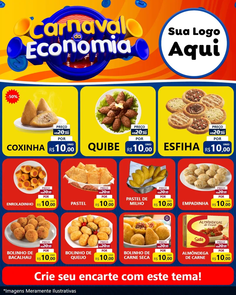 Modelo de Rede Social para Feed Instagram com o tema Carnaval da Economia para Salgadaria