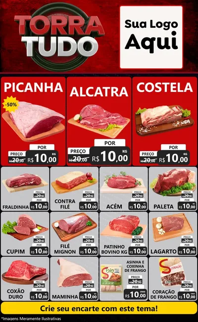 Modelo de Encarte para Encarte Grande com o tema Torra Tudo para Açougue