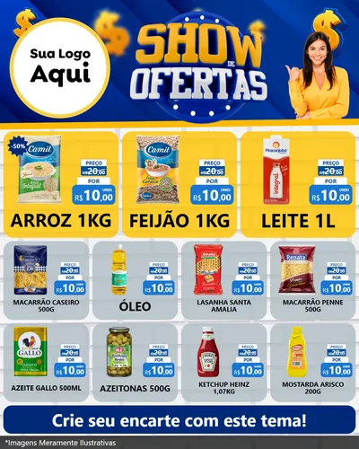Modelo de Rede Social para Feed Instagram com o tema Show de Ofertas para Supermercado