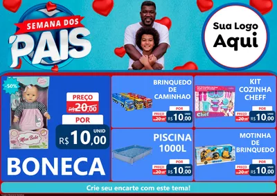Modelo de Encarte para Encarte A4 Horizontal com o tema Semana Dos Pais para Brinquedos