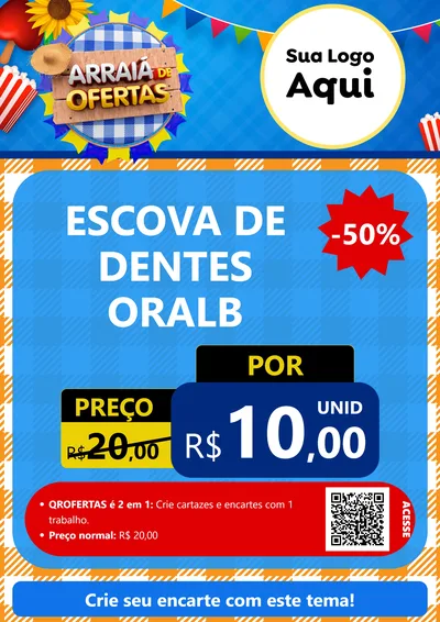 Modelo de Cartaz para Cartaz A4 Vertical com o tema Arraiá de Ofertas para Higiene Pessoal