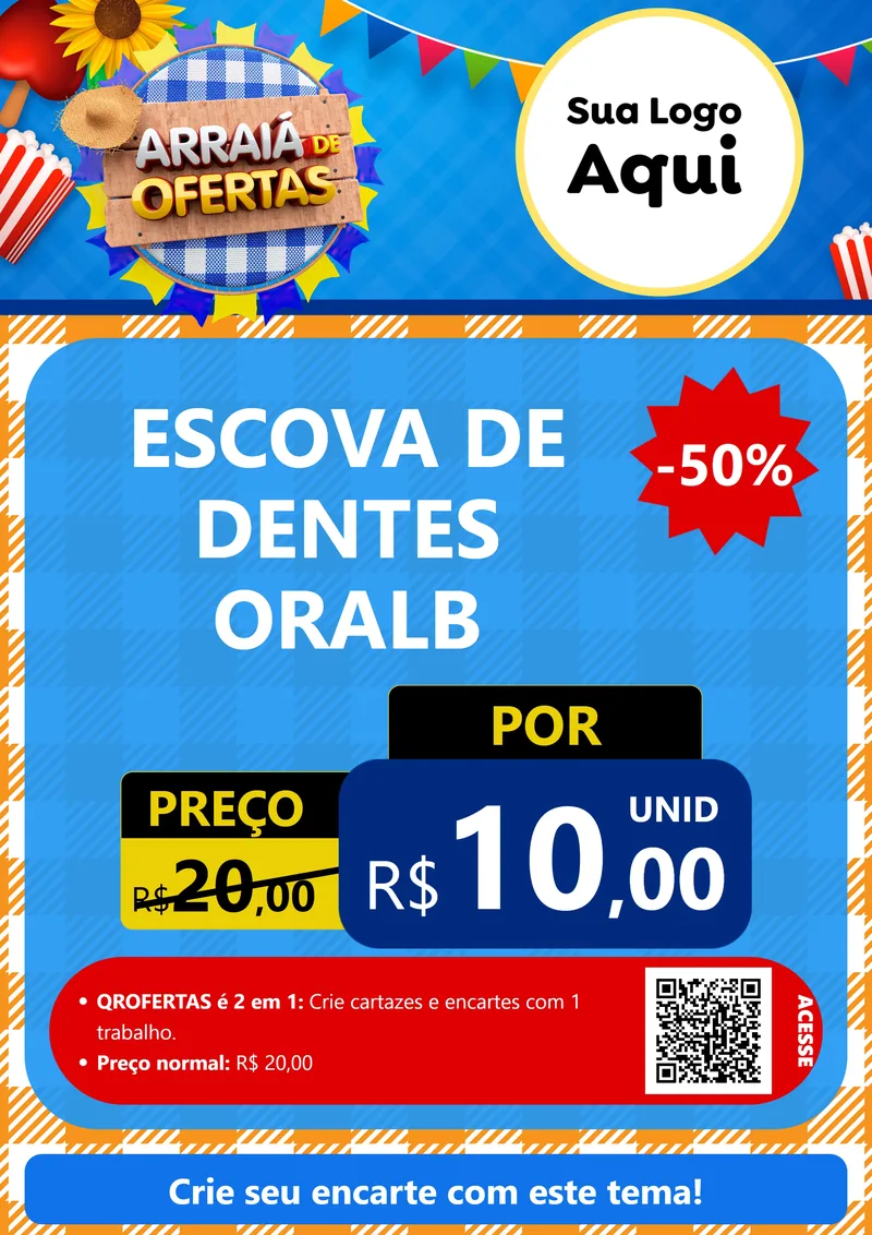 Modelo de Cartaz para Cartaz A4 Vertical com o tema Arraiá de Ofertas para Higiene Pessoal
