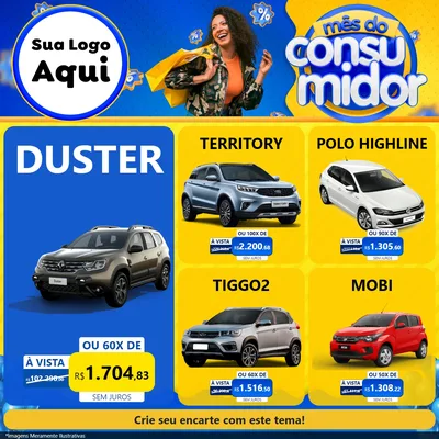 Modelo de Rede Social para Feed Facebook com o tema Mês do Consumidor para Concessionaria de Carros