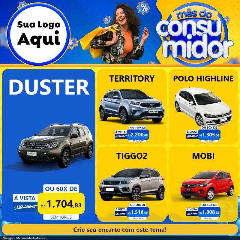 Modelo de Rede Social para Feed Facebook com o tema Mês do Consumidor para Concessionaria de Carros