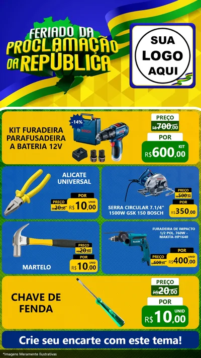 Modelo de TV para TV Vertical com o tema Feriado da Proclamação da República para Maquinas e Ferramentas