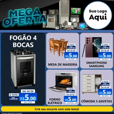 Modelo de Rede Social para Feed Facebook com o tema Mega Oferta - Eletro para Móveis e Eletro