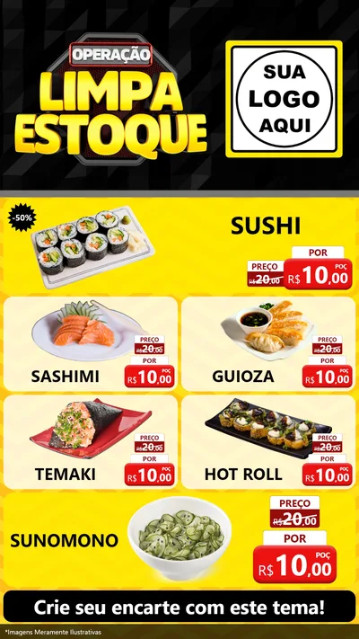 Modelo de TV para TV Vertical com o tema Operação Limpa Estoque para Comida japonesa