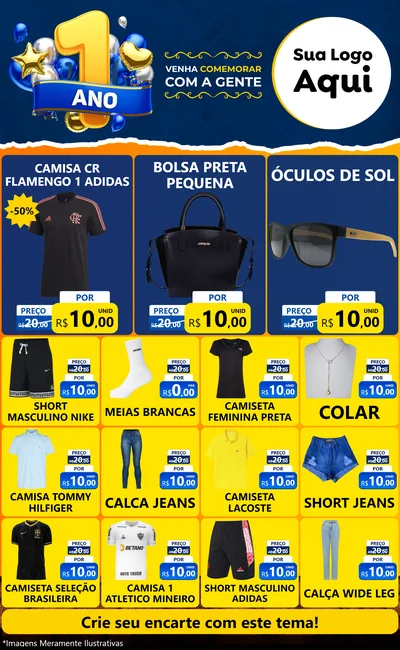 Modelo de Encarte para Encarte Grande com o tema Um Ano de Aniversário para Roupas e acessórios