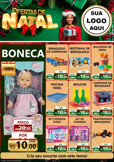 Modelo de Encarte para Encarte A4 Vertical com o tema Ofertas de Natal para Brinquedos