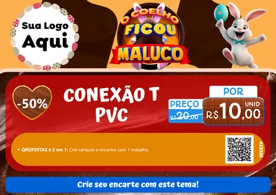Modelo de Cartaz para Cartaz A4 Horizontal com o tema O Coelho Ficou Maluco - Páscoa para Tubos e conexões