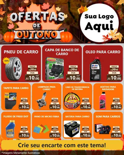 Modelo de Rede Social para Feed Instagram com o tema Ofertas de Outono para Auto peças