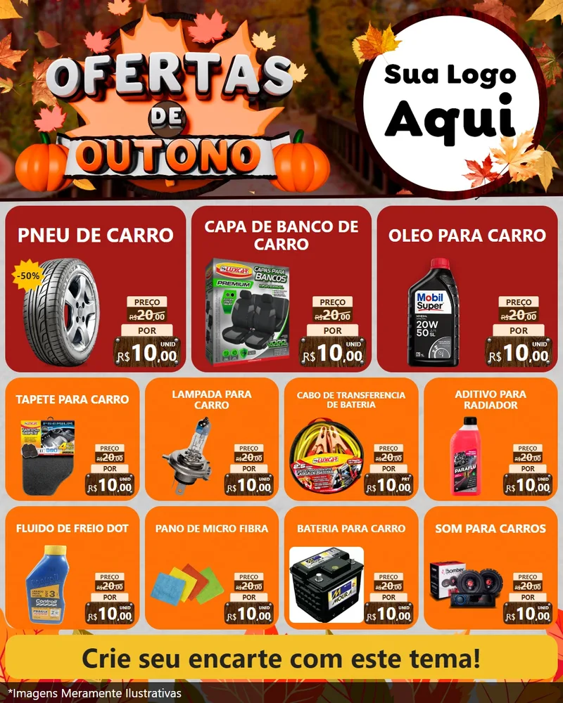 Modelo de Rede Social para Feed Instagram com o tema Ofertas de Outono para Auto peças