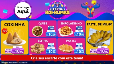 Modelo de TV para TV Horizontal com o tema Festa Boi-Bumbá para Salgadaria