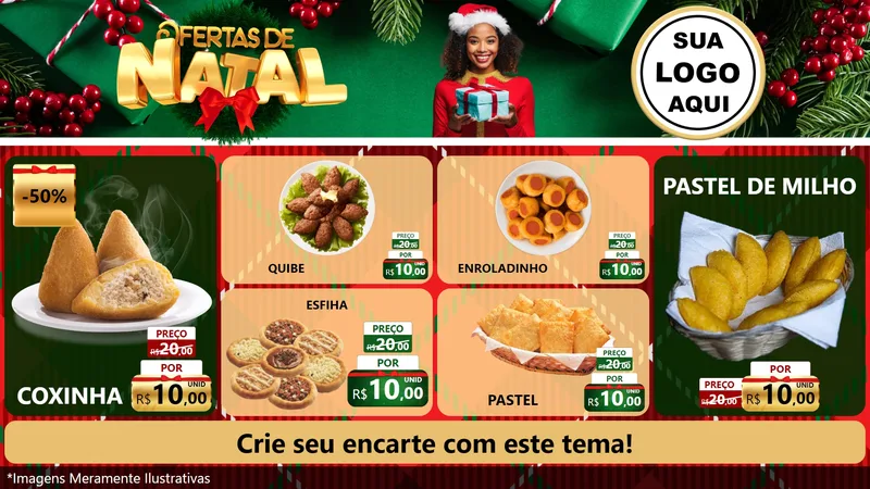 Modelo de TV para TV Horizontal com o tema Ofertas de Natal para Salgadaria