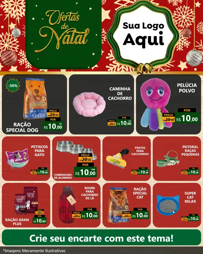Modelo de Rede Social para Feed Instagram com o tema Natal de Ofertas para Pet Shop