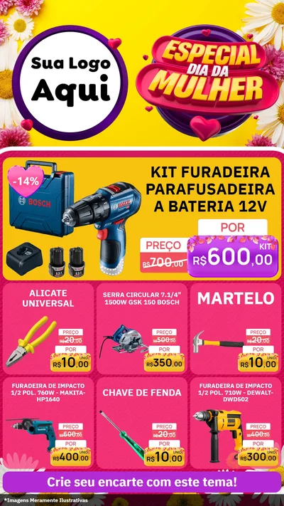 Modelo de Rede Social para Stories com o tema Especial Dia da Mulher para Maquinas e Ferramentas
