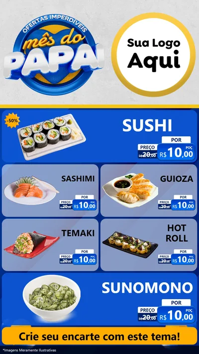 Modelo de TV para TV Vertical com o tema Ofertas Imperdíveis Mês Do Papai para Comida japonesa
